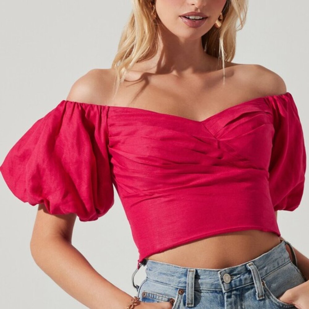 ASTR the label Women's Laurana Linen & Cotton Crop Top